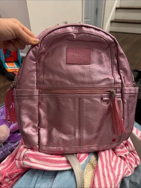 STATE Kids Metallic Rose Pink Backpack with Tassel Zippers